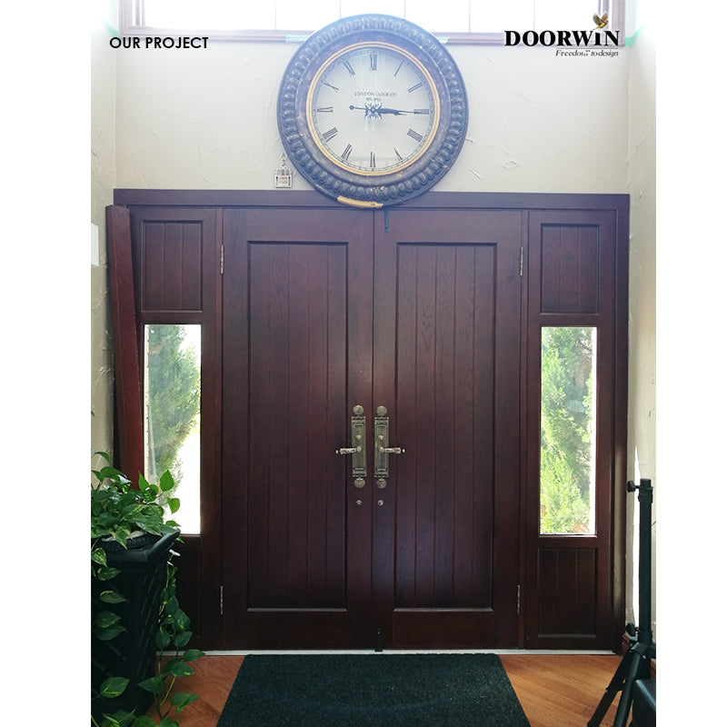 Doorwin 2021China manufacturer ready made plywood door price prehung entry with sidelites design main entry door