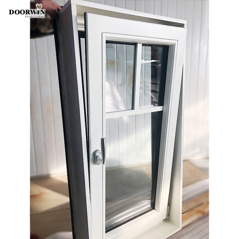 Doorwin 2021Doorwin custom wooden window frames OAK white stain solid wood casement window with grille design