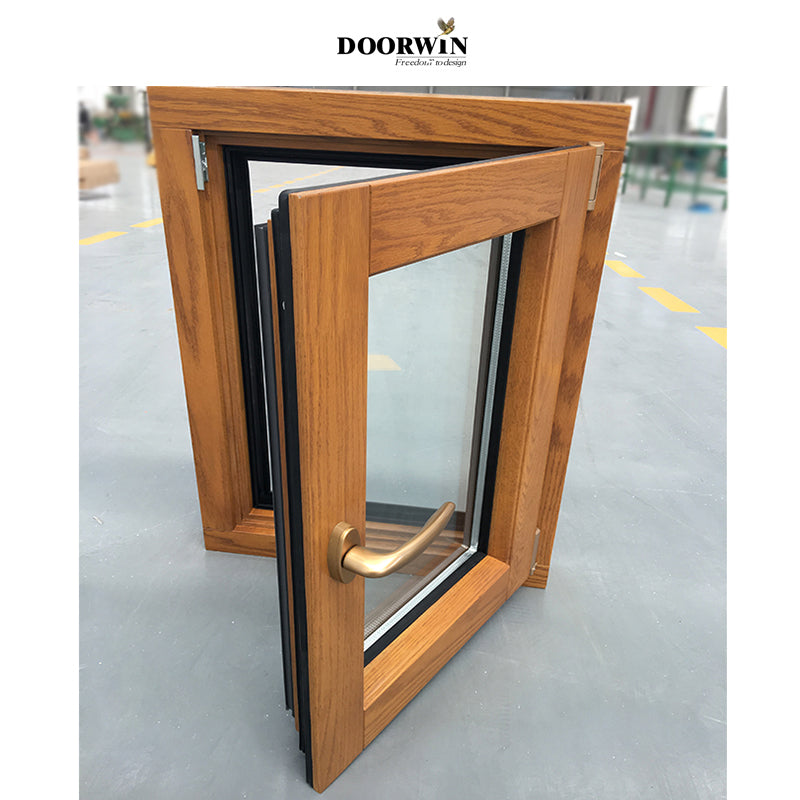 Doorwin 2021Good Thermal Insulation Italia Standard Aluminum Wood Window double glazing italia standard aluminum wood window