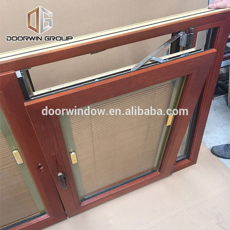 Doorwin 2021American oak wood clad aluminum france french casement windows tilt turn window with built in shutter