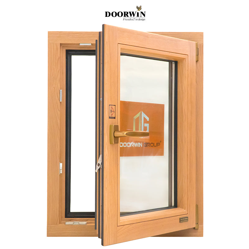 Doorwin 2021Latest Design Aluminum Wood Two Way Open Tilt Turn Double Glazed Casement Window