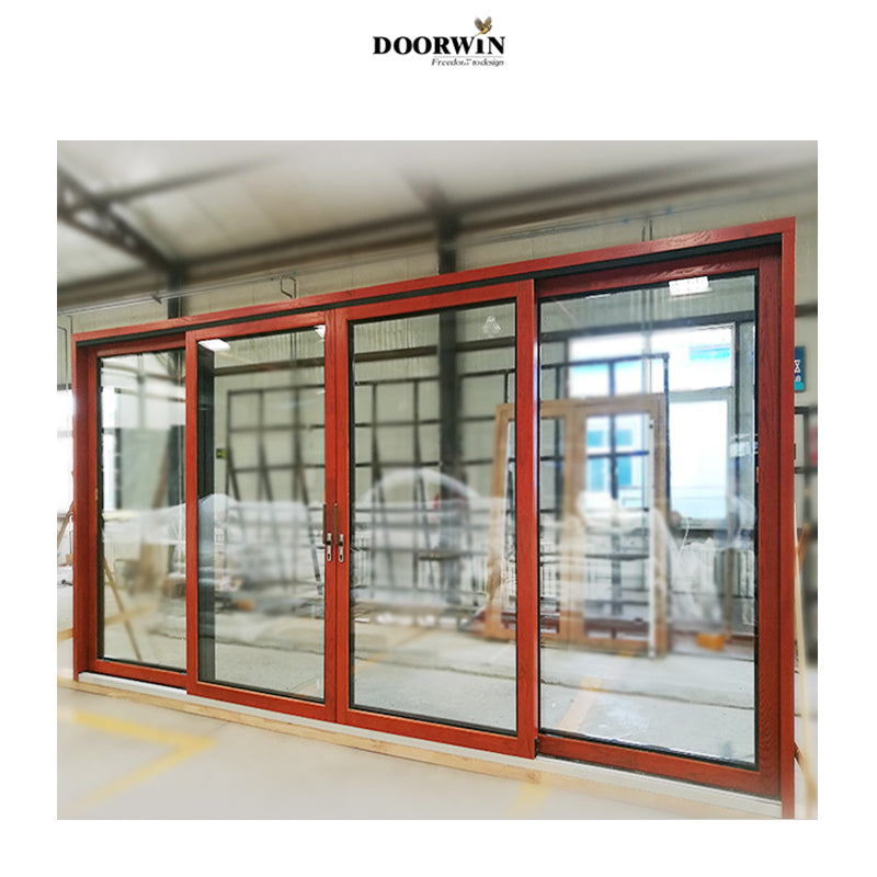 Doorwin 2021Wooden clad aluminum glass sliding trap doors Luxury partition wall sliding doors lift and door latest design aluminium