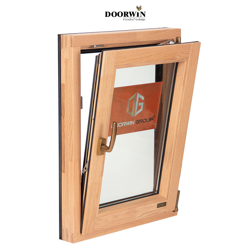 Doorwin 2021Latest Design Aluminum Wood Two Way Open Tilt Turn Double Glazed Casement Window