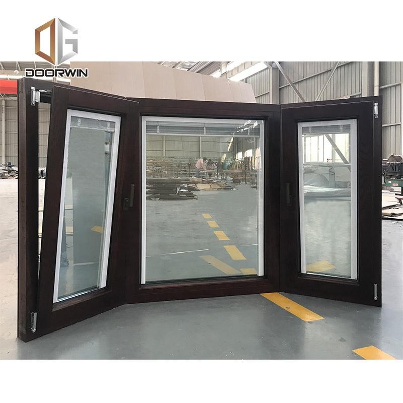 DOORWIN 2021Los Angles custom design OAK wooden aluminum 10 foot 3 panel bay window with internal blinds inside