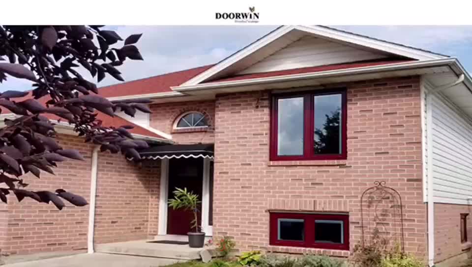 Doorwin 2021Hawaii Aluminium and wood inward door glass tilt and turn window Wood cladding aluminium tilt and turn window with handle