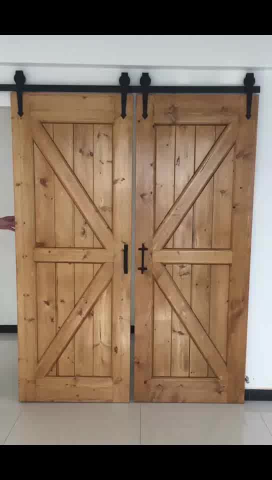 Doorwin 20212019 high quality latest design red oak hanging sliding barn door with wooden sliding door roller