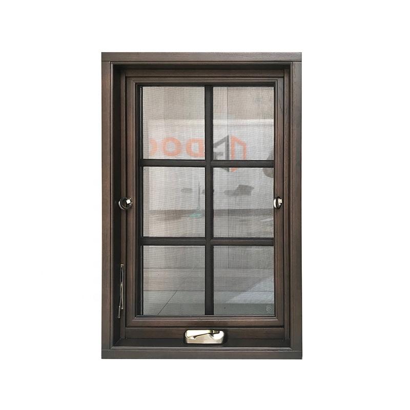 DOORWIN 2021Wood grain finish thermal break crank window windows out push by Doorwin on Alibaba