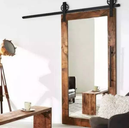 DOORWIN 2021Wooden Mirror Barn Door With Top Trackby Doorwin