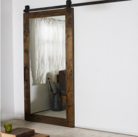 DOORWIN 2021Wooden Mirror Barn Door With Top Trackby Doorwin