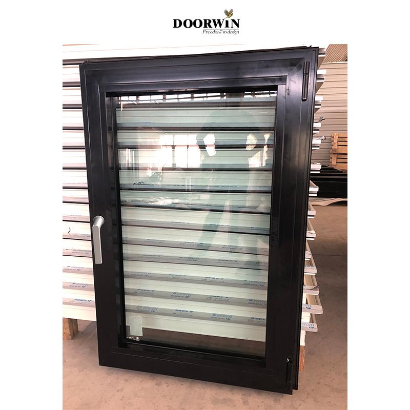 DOORWIN 2021Doorwin new design black general thermal break aluminum tilt turn casement windows with built in shutters for privacy and view