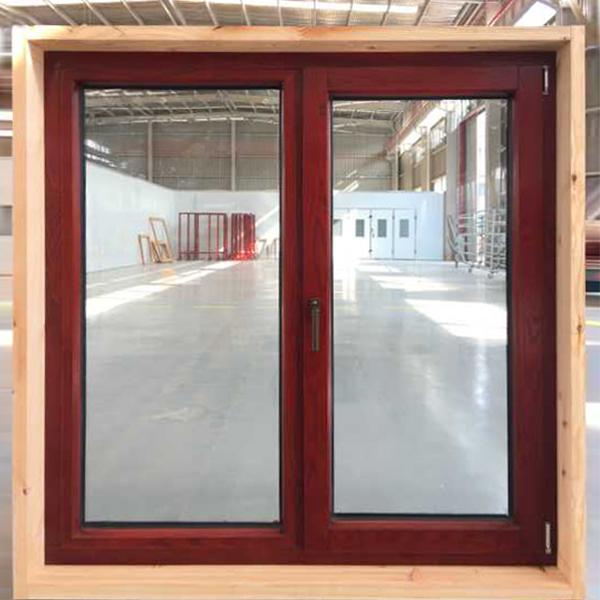 DOORWIN 2021tilt turn window-06 CE certificate oak wood window with exterior aluminum cladding