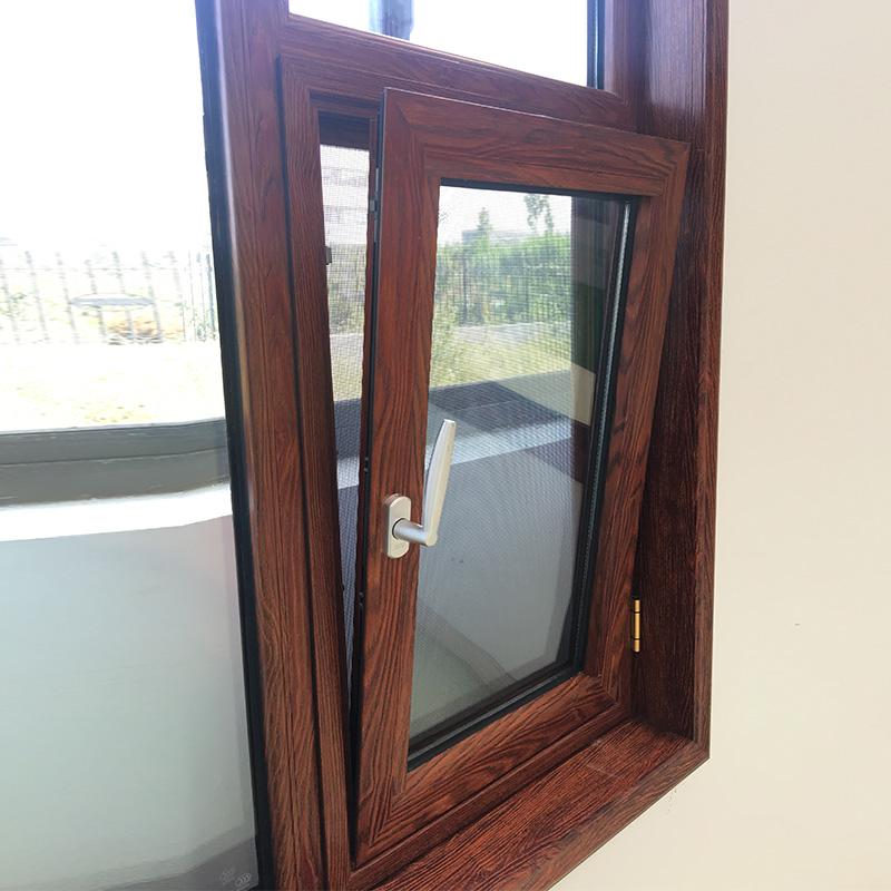 DOORWIN 2021tilt turn window with German hardware and 3D wood grain finishing