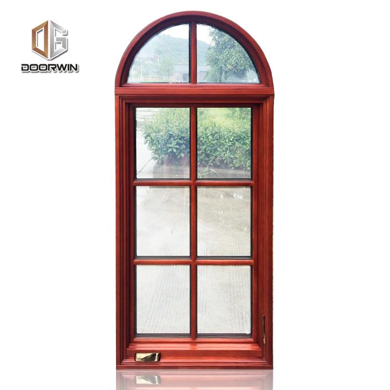 DOORWIN 2021hot sales American style casement red oak wood with powder coated aluminum cladding crank open window