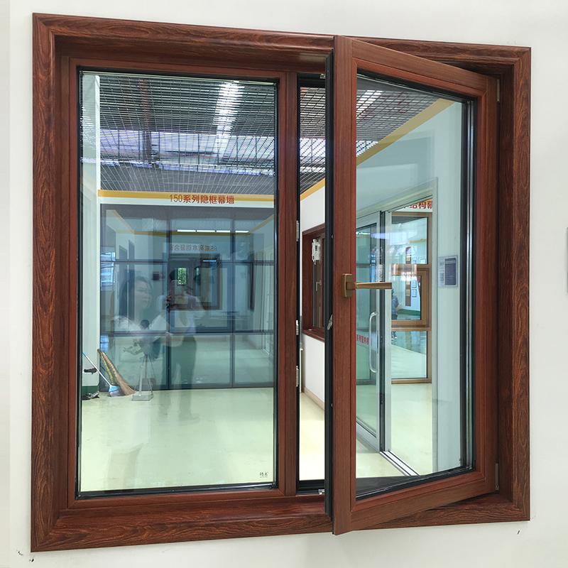 DOORWIN 2021tilt turn window-thermal break aluminum window with wenge wood cladding from inside