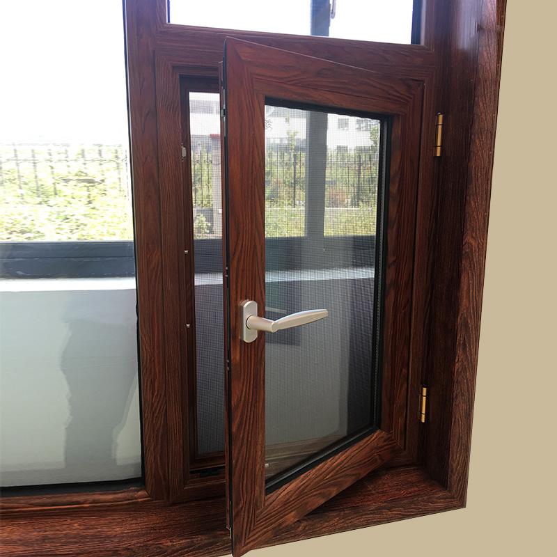 DOORWIN 2021tilt turn window with German hardware and 3D wood grain finishing