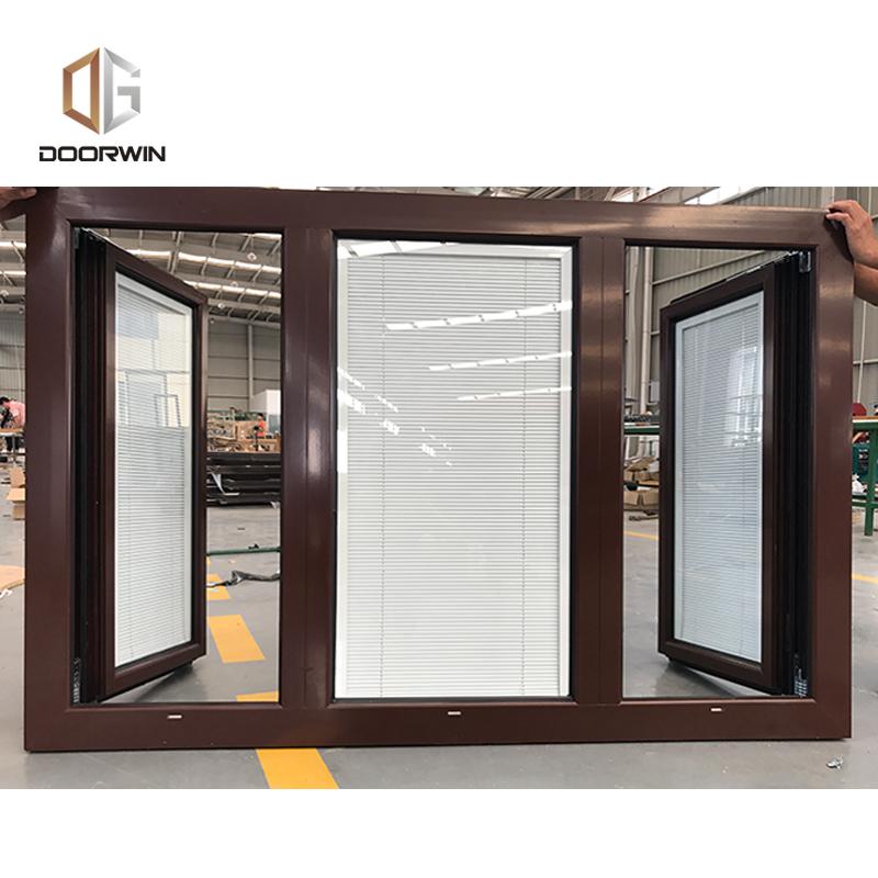 Doorwin 2021Canada project case oak wood window 3 panel with built in shutter