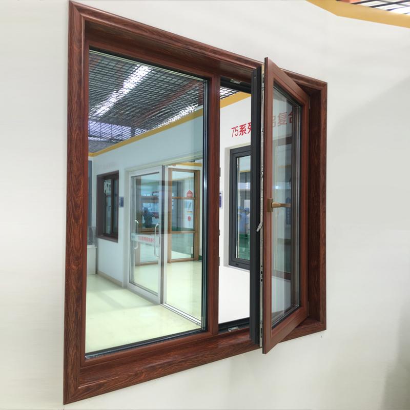 DOORWIN 2021tilt turn window-thermal break aluminum window with wenge wood cladding from inside