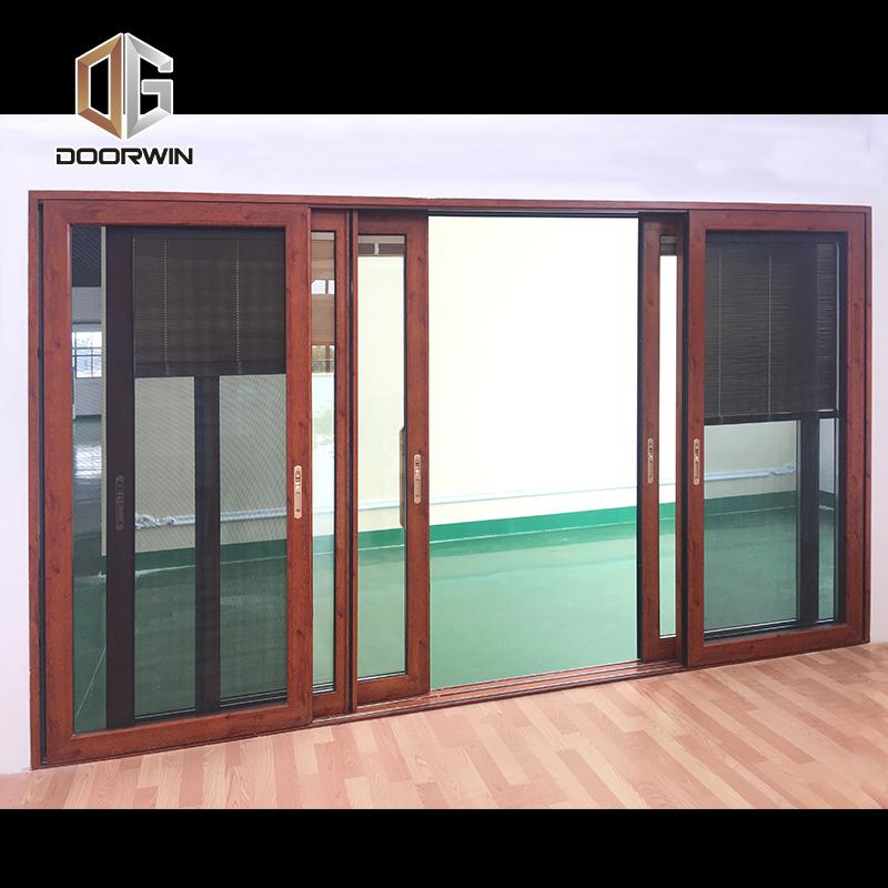 DOORWIN 2021wood grain three rails thermal break aluminum sliding door with screen door