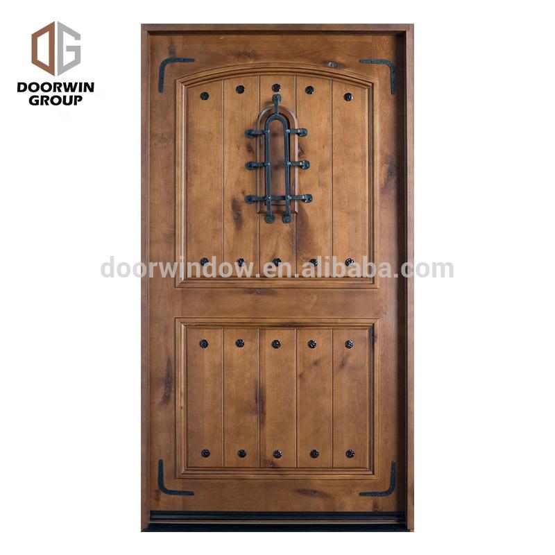 Doorwin 2021-America OEM hand carved arched top double french front doors with transom side lite frosted glass by Doorwin