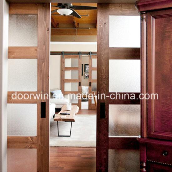 Doorwin 2021American Oak Wood Frame Shower Barn Door Sliding Frosted Glass Door From China - China Sliding Barn Door, Double 4 Glass Panels Door
