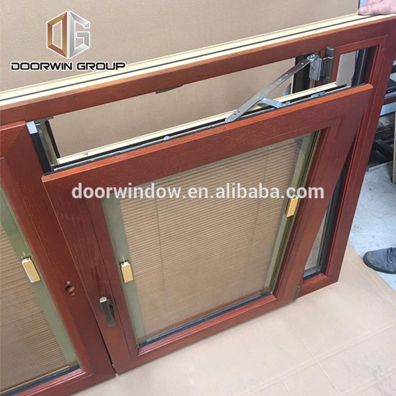 Doorwin 2021American oak wood clad aluminum france windows tilt turn window with built in shutter by Doorwin