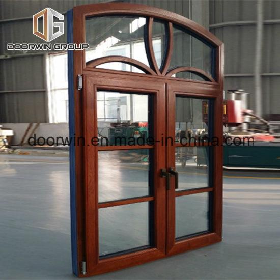 Doorwin 2021Arched Thermal Break Aluminum Window with Oak Wood Cladding From Inside-Antique Round Top Window