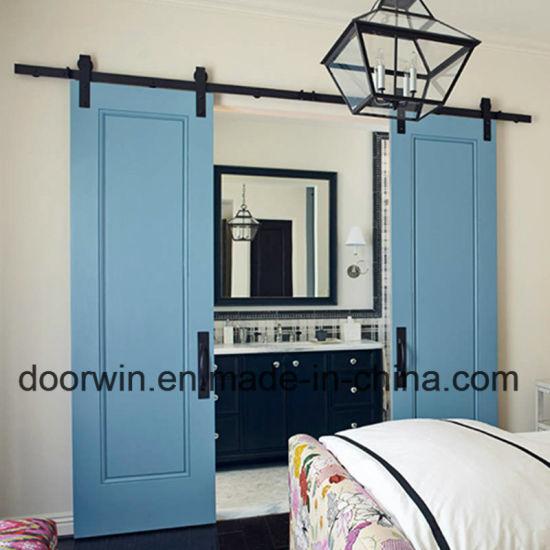 Doorwin 2021Blue Color Oak Entry Room Door Interior Solid Wood Double Doors with Top Track - China Entry Room Door, Room Door