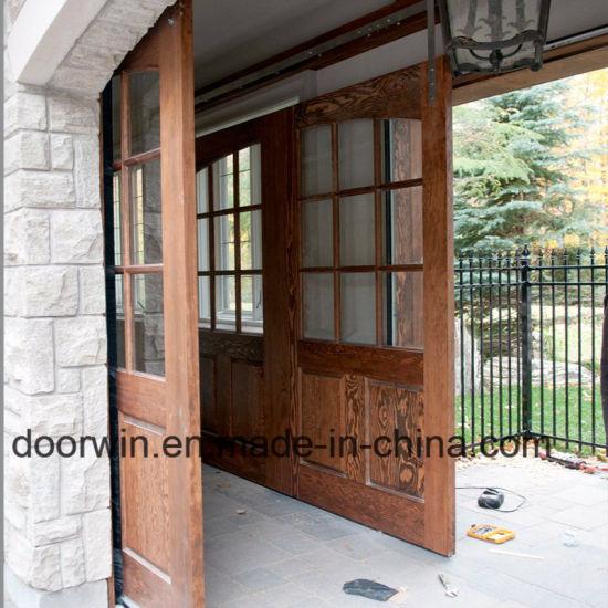 Doorwin 2021Brown Color Sliding Main Entrance Doors Design Arched Top Glass Door with Double Barn Door Hardware - China Main Gate Designs, Hotel Sliding Barn Door