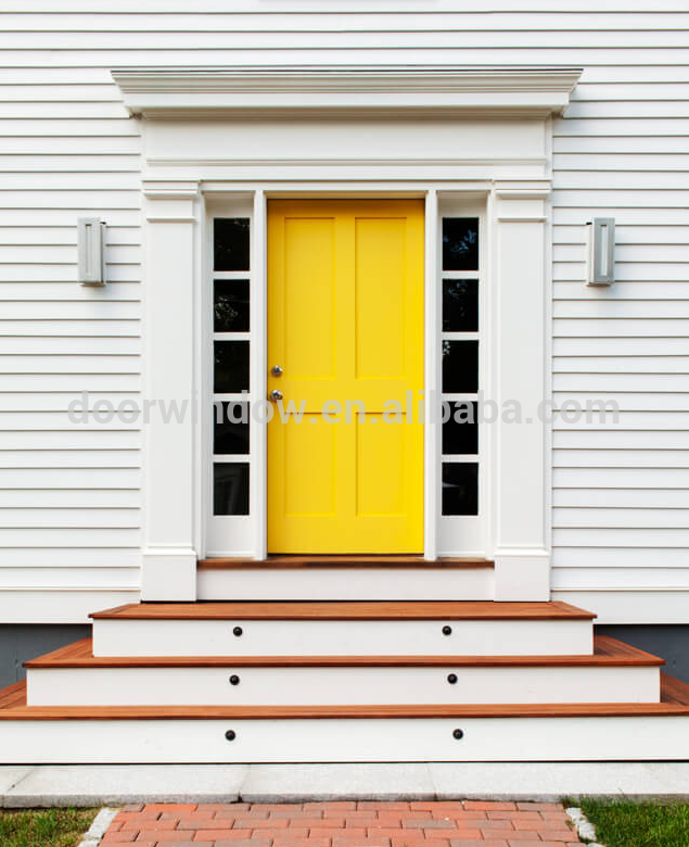 Doorwin 2021Customer front entry door solid wood panels door with sidelite glass panels for ideas by Doorwin