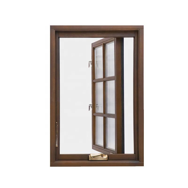 DOORWIN 2021Factory direct aluminum wood double casement window hand crank windowsDOORWIN 2021