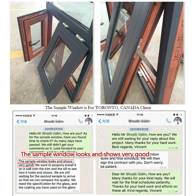 DOORWIN 2021Factory supply discount price tinted glass awning window for sale timber with aluminum clading sample