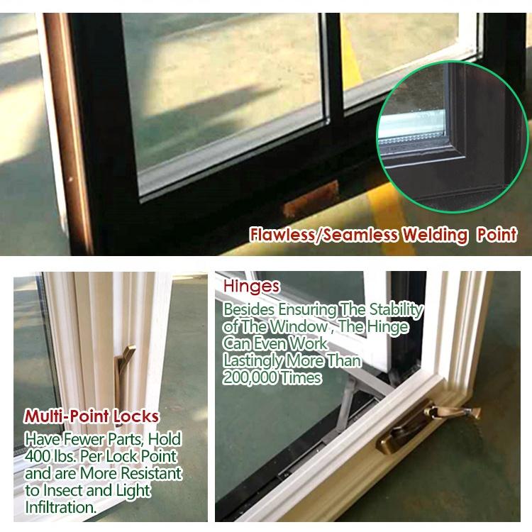 DOORWIN 2021Factory supply discount price wood aluminum casement window aluminium windows double glass with grill design and mosquito net