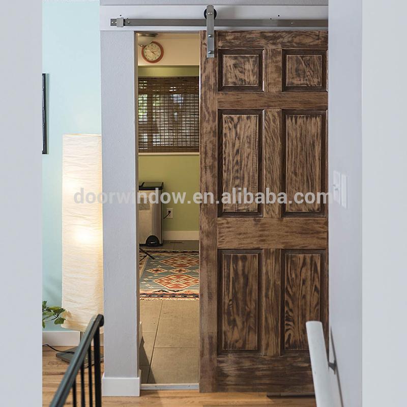 DOORWIN 2021Fancy interior doors red oak wooden barn sliding door with stainless steel hardware by Doorwin