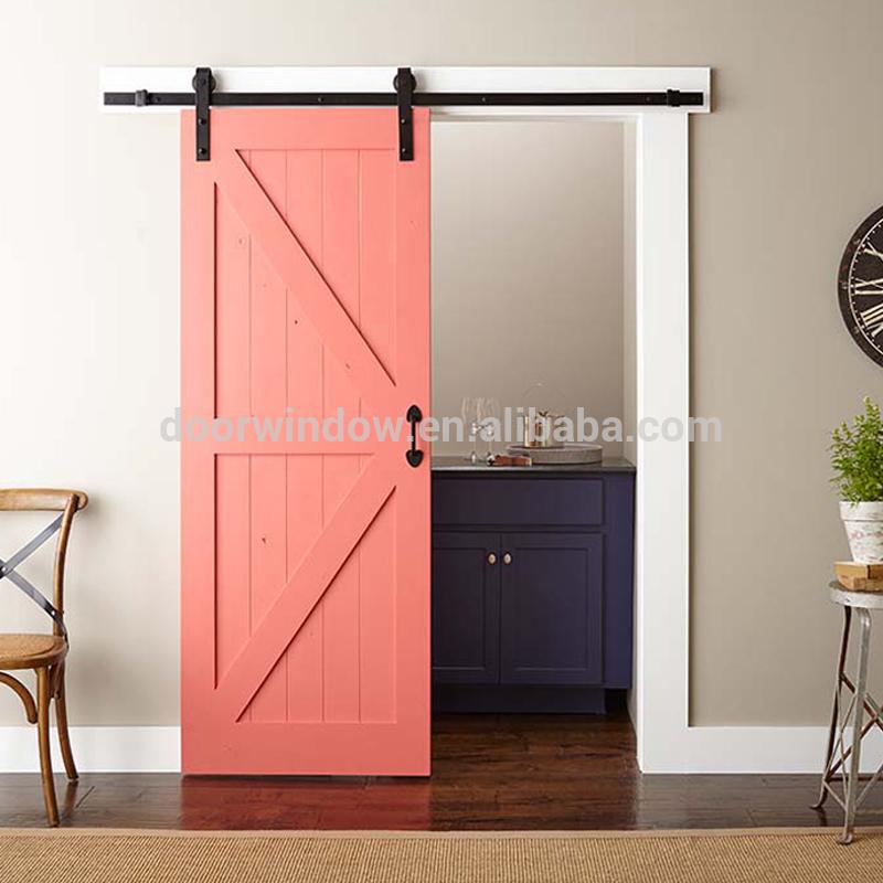 DOORWIN 2021Fashion Design pink paint color pine larch cherry wood High Quality Wooden Fairy sliding barn Door by Doorwin