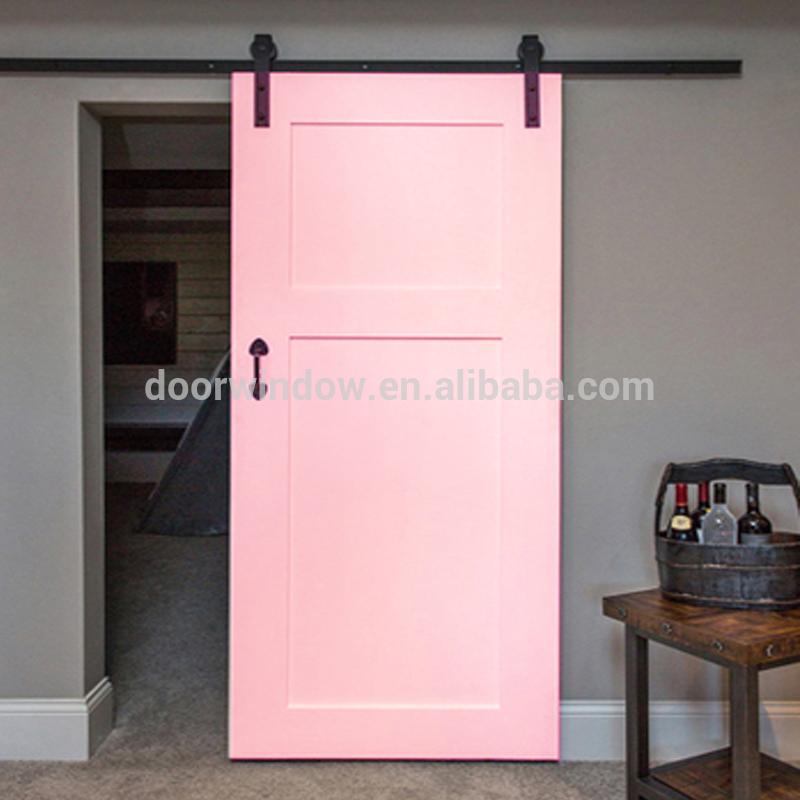 DOORWIN 2021Fashion Design pink paint color pine larch cherry wood High Quality Wooden Fairy sliding barn Door by Doorwin