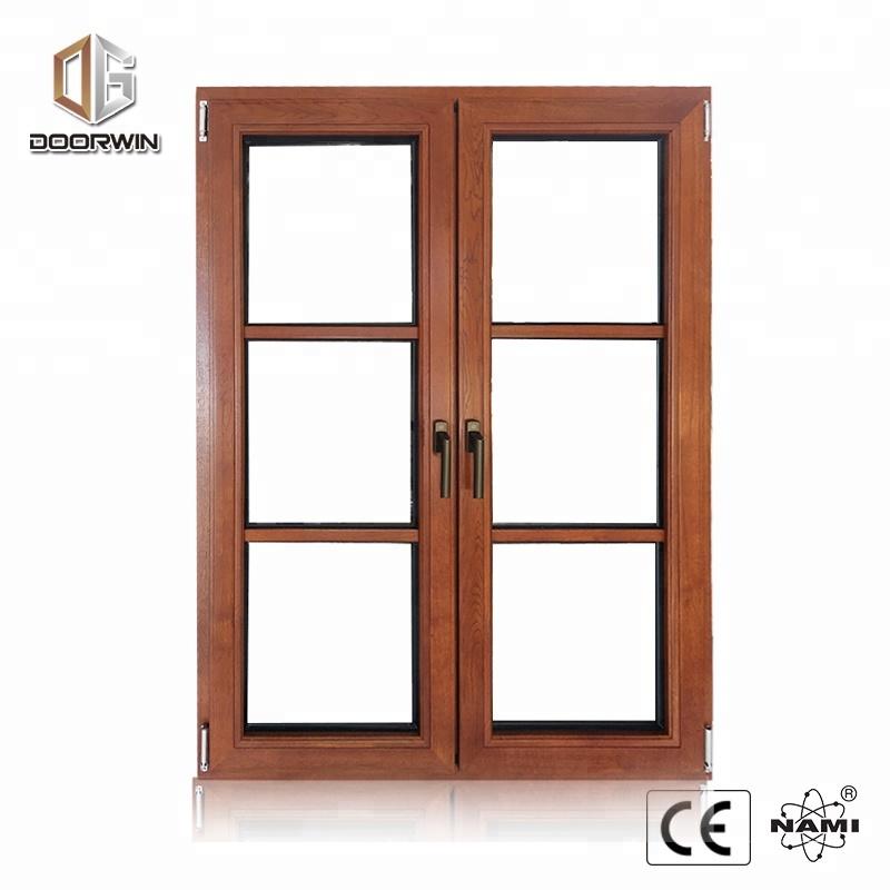 DOORWIN 2021Fashion design of oak wood france window with double glazing glassand real grille designby Doorwin