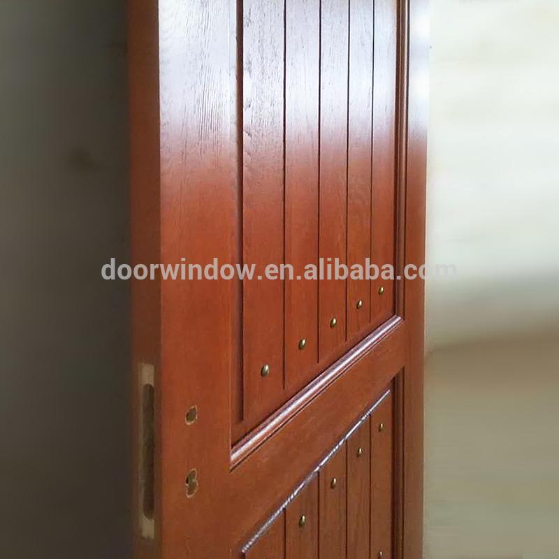 Doorwin 2021Finished product house front main double door design made of red oak wood flat solid wood doors by Doorwin