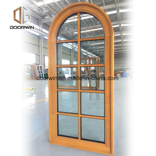 DOORWIN 2021Grille Round-Top Casement Window, Ultra-Large Full Divide Light Grille Windows, Solid Pine Wood Larch Wood Window