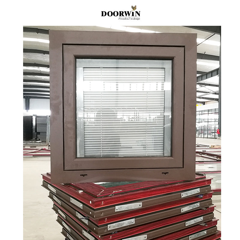 Doorwin 2021Factory direct cheap prices wood grain thermal break aluminum window with shutter