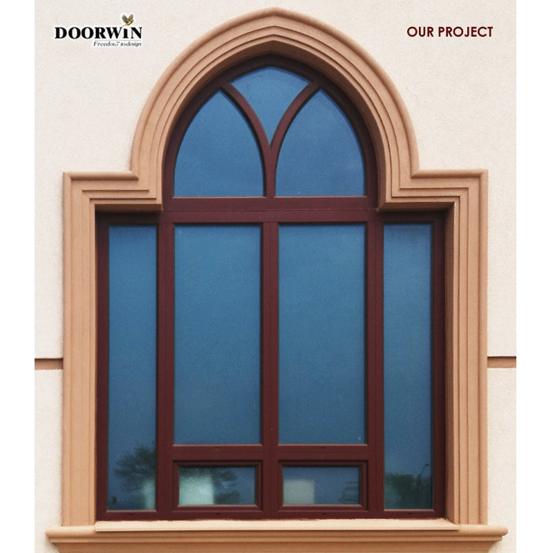 Doorwin 2021China factory supplied top quality arch wood grille fixed special shape house window