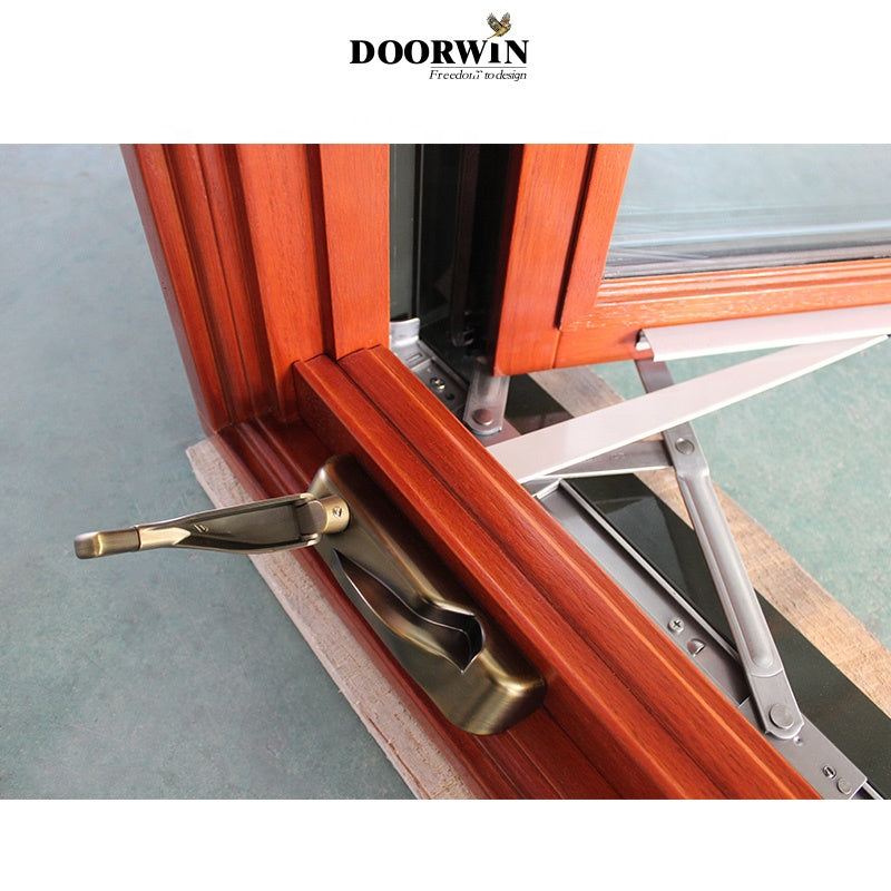 Doorwin 2021Wholesale Solid Wood Open Outside Large French Swing Crank Type Casement Window with Mosquito Net