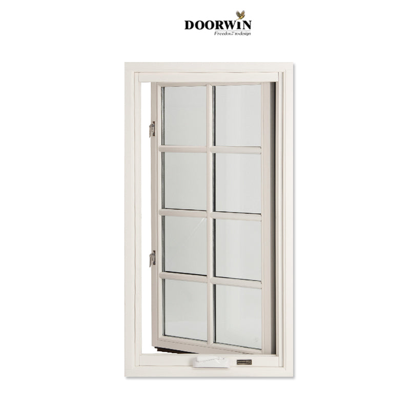 Doorwin 2021Big Promotion steel burglar proof Double Glass With Grill Design American Crank Open Wood Frame Casement Window