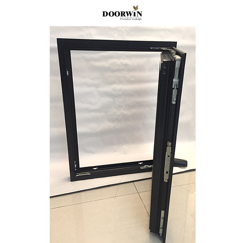 Doorwin 2021Germany Made black hardmare Wooden material wind proof tilt and turn aluminium window and doors