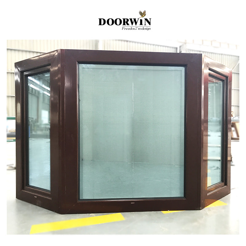 Doorwin 2021Custom Size Impact-resistant Commercial Storefront double glass aluminium bay sale picture wooden fixed windows