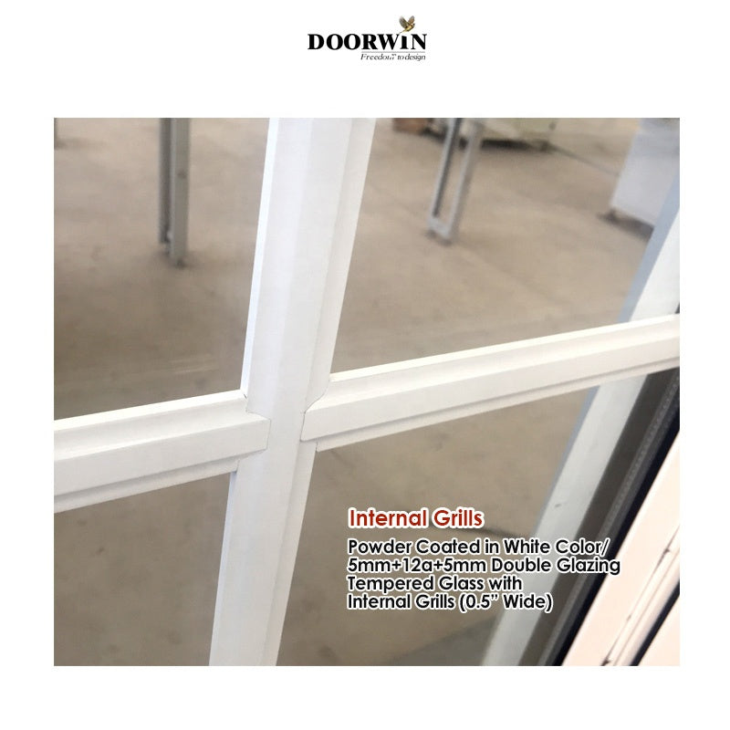 Doorwin 2021USA Standard High Quality New Hot Sale Top Hung Soundproof Waterproof Powder Coated White Aluminum Awning Swing Glass Window