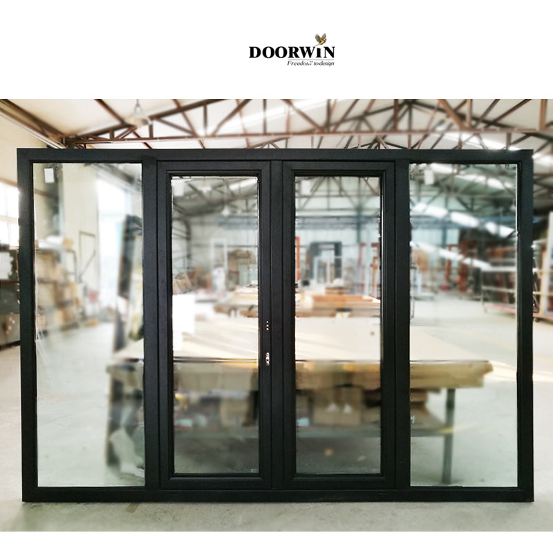 Doorwin 2021top quality good performance unbreakable glass aluminum cladding protected wood doors