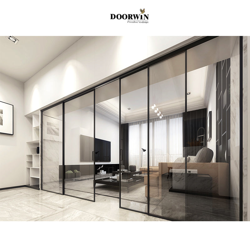 Doorwin 2021Double tempered glass narrow frame aluminum sliding doors