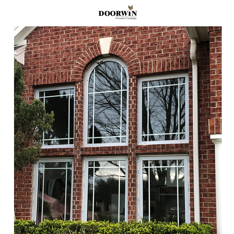 Doorwin 2021Bright White Arched Design Aluminum Crank Out Window Casement with Duplex Grille