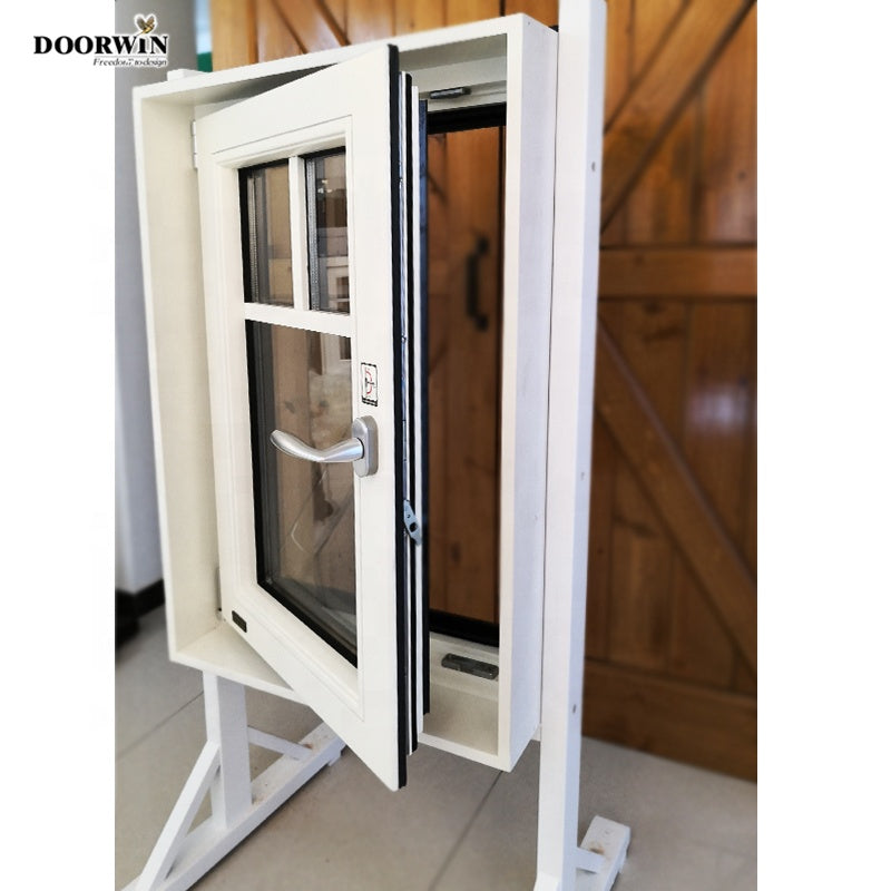 Doorwin 2021Doorwin custom wooden window frames OAK white stain solid wood casement window with grille design