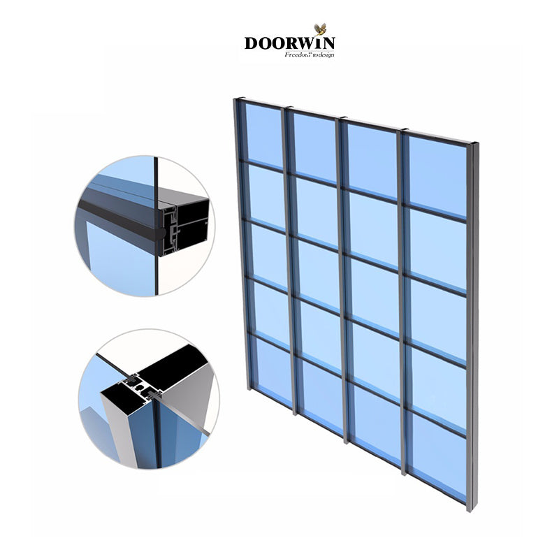 Doorwin 2021Aluminium Alloy Profile Structural Low-E Reflective Translucent Laminated Glass Frameless Thermal Break Aluminum Curtain Wall